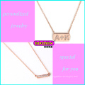 New Custom Wholesale Fashion Engrave Letter Gold Bar Necklace